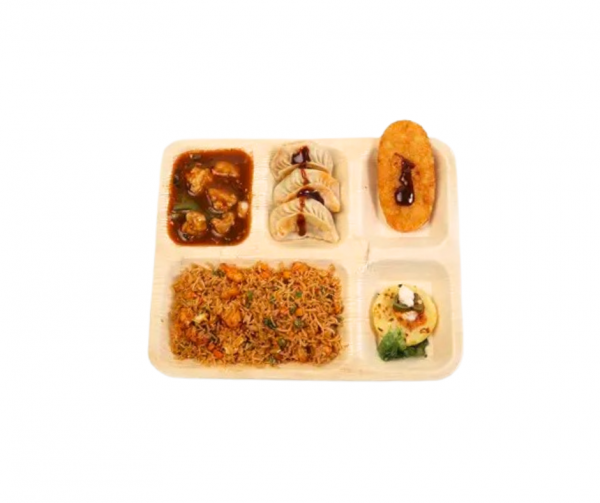 5-Compartment Palm Leaf Plates | Natural, Biodegradable & Sturdy