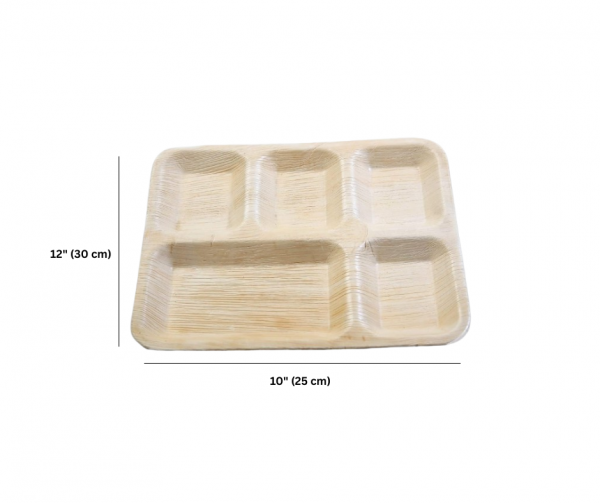 5-Compartment Palm Leaf Plates | Natural, Biodegradable & Sturdy