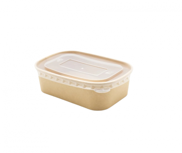 Rectangular Kraft Bowl  PP Lid - Fits 500ml, 650ml & 1000ml sizes