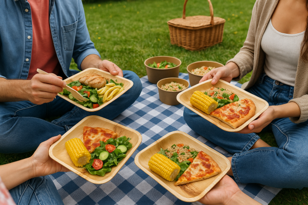 8" (20 cm) Square Palm Leaf Plates | Eco Disposable Plates UK